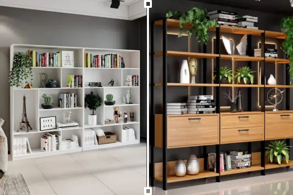 Estantes modulares são móveis compostos por módulos independentes que podem ser combinados e organizados de diferentes maneiras.