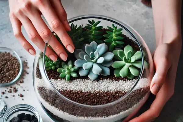 Passo 2 montagem da base terrário com suculentas